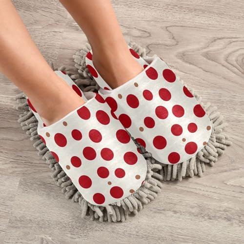 Red Dot Microfiber Cleaning Slippers for Mopping