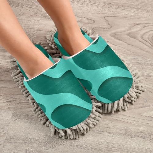 Bulletgxll Green Texture Microfiber Cleaning Slippers 1