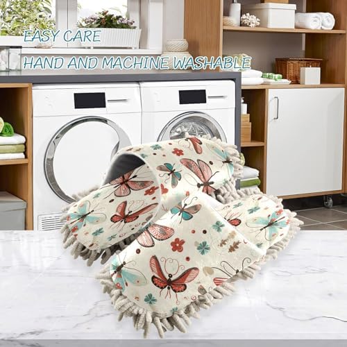 Dragonfly Pattern Mopping Slippers - M