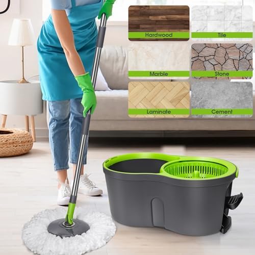 Masthome Spin Mop Bucket with Wringer Set