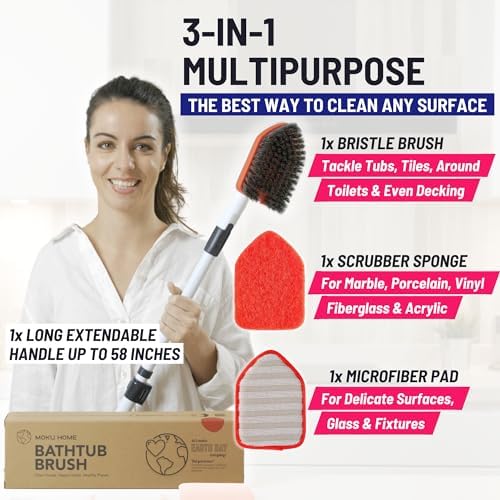 Moku Home 3 in 1 Extendable Shower Scrubber Red
