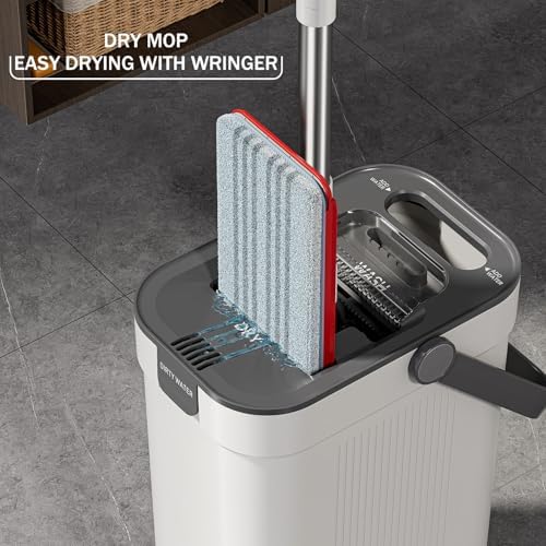 HoMettler 3-Tank Mop and Bucket Set with 6 Microfiber Pads