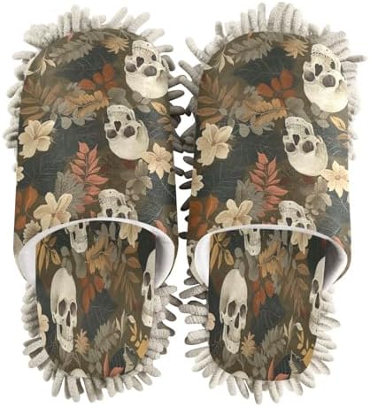 Halloween Skull Cleaning Slippers Microfiber Mop