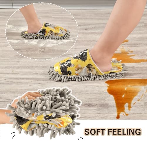 Little Dogs Mop Slippers Washable Cleaning Slippers