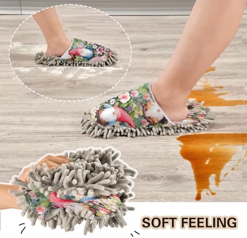 Watercolor Gnome Microfiber Mopping Slippers - Large Size