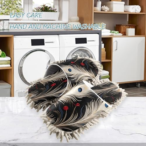 Bulletgxll Fancy Feathers Mopping Slippers for Men and Women