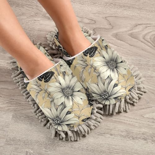 Bulletgxll Butterfly Daisy Mop Slippers - M