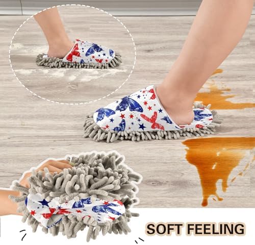 Butterflies Pattern Microfiber Cleaning Slippers L
