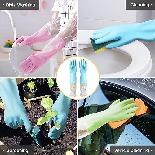KAQ Dishwashing Cleaning Gloves 3 Pairs Reusable