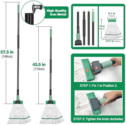Heavy Duty Mop with 575 Inch Handle for Garage and Workshop