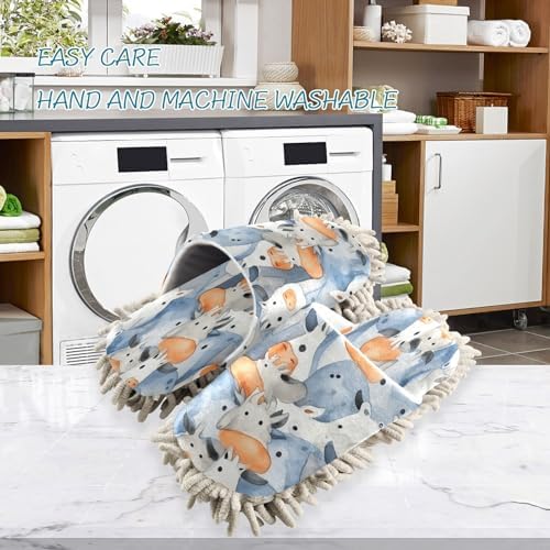 Bulletgxll Blue Cows Mop Slippers - Washable and Comfortable