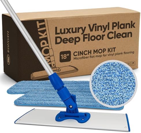 18 Microfiber Vinyl Plank Floor Mop - Heavy Duty Reusable