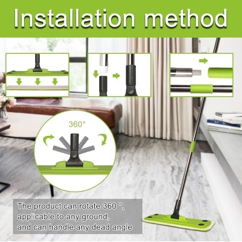 CHANHOO Microfiber Mop Kit with 5 Dust Papers 2 Washable Pads