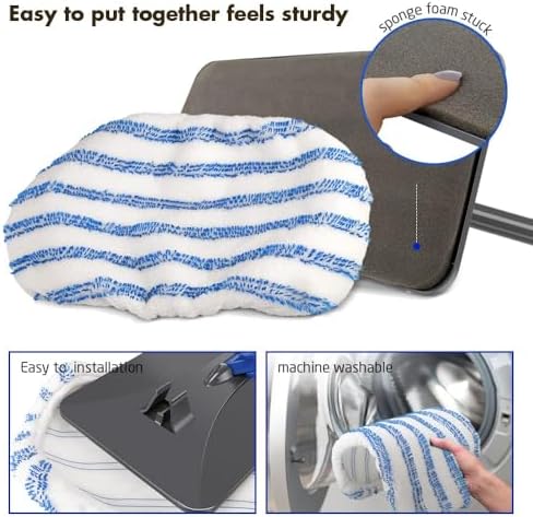 Masthome Extra Large Dust Mop with 5 Pads and Scraper - Blue