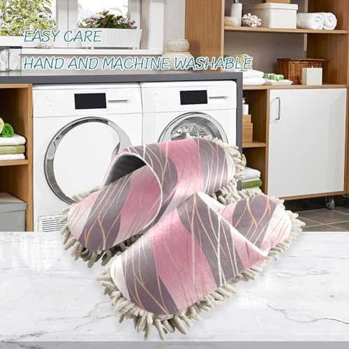 Bulletgxll Rose Gold Wavy Line Microfiber Cleaning Slippers