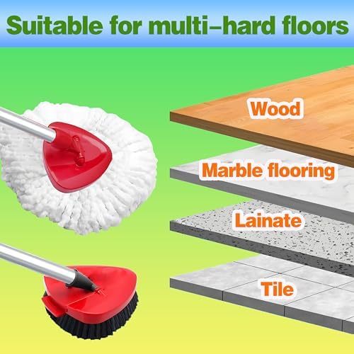 Spin Mop Replacement Heads and Brush Set for O Cedar EasyWring 1-Tank System