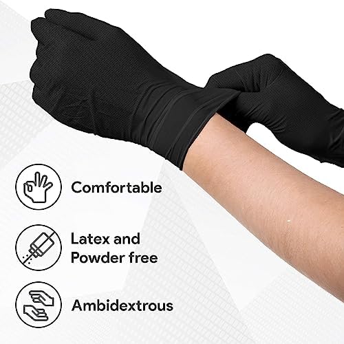WECARE 8 Mil Nitrile Gloves - Diamond Grip Powder Latex Free