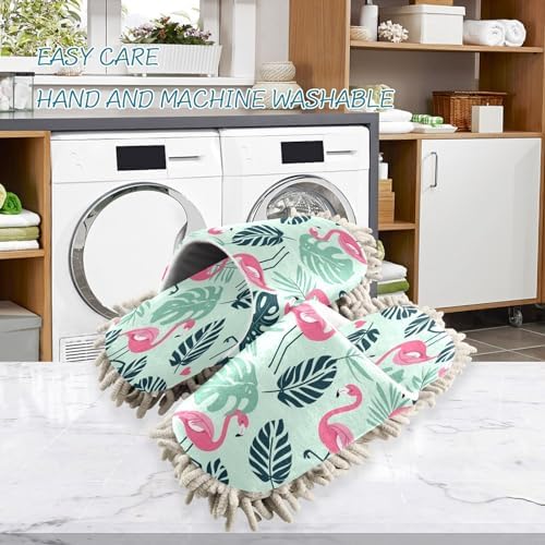 Zhirexin Flamingo Microfiber Mop Slippers for Men Women