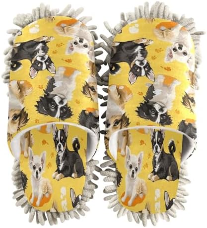 Little Dogs Mop Slippers Washable Cleaning Slippers