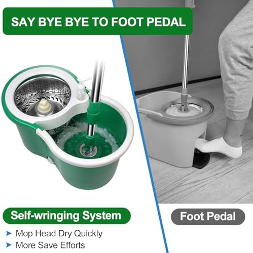 Roixeeds Spin Mop and Bucket with Wringer Set
