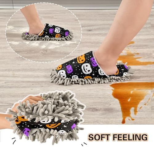 Halloween Pumpkins Mop Slippers for Women Men
