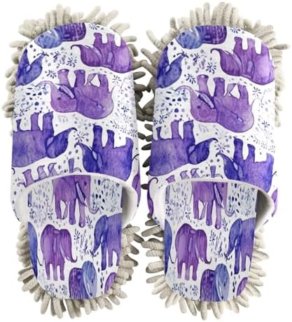 Bulletgxll Colourful Elephants Mopping Slippers for Men Women