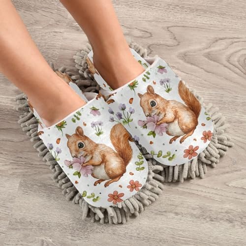 Zhirexin Cute Squirrel Mop Slippers for Men Women