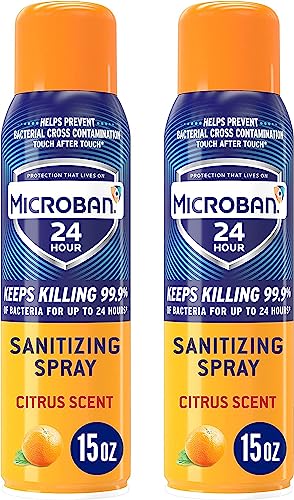 Microban Disinfectant Spray 24 Hour Protection Citrus Scent 2 Count 15oz Each