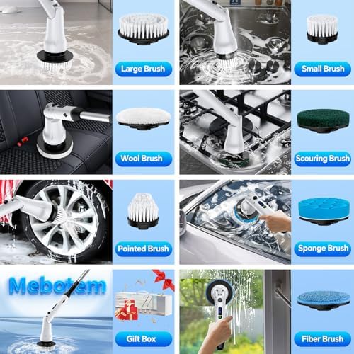 Mebotem Electric Spin Scrubber with 7 Brush Heads