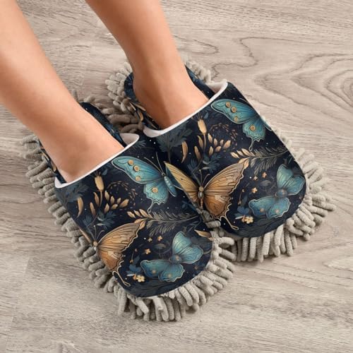 Bulletgxll Butterflies and Leaves Mopping Slippers - M