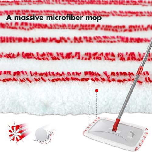 Masthome Extra Large Microfiber Dust Mop with 5 Pads and Scraper