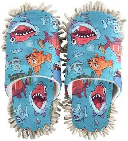 Bulletgxll Cartoon Sea Animals Mopping Slippers - L