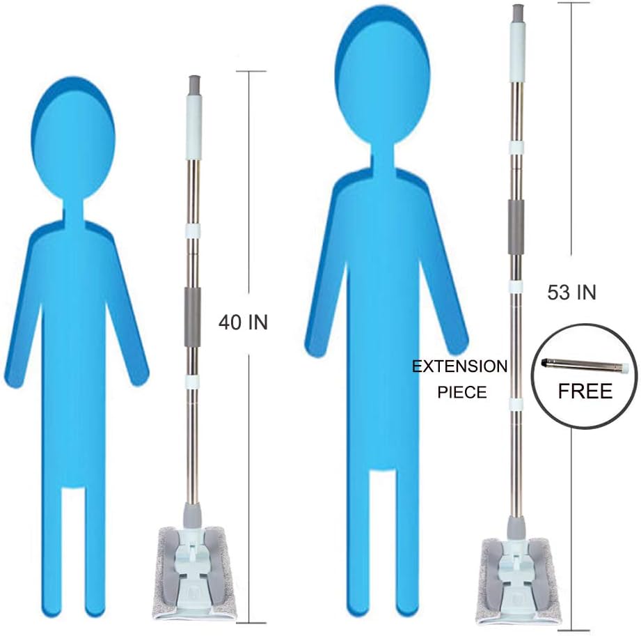 YOUSHANGJIA Microfiber Floor Mop - 15 Inch with 4 Washable Pads and Adjustable Handle