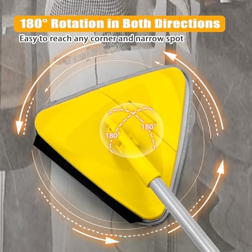 JEHONN Wall Mop with 80 Inch Handle and 180 Folding Baseboard Cleaner