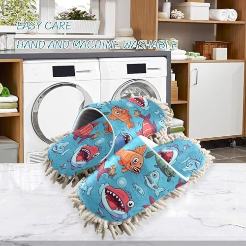 Bulletgxll Cartoon Sea Animals Mopping Slippers - L