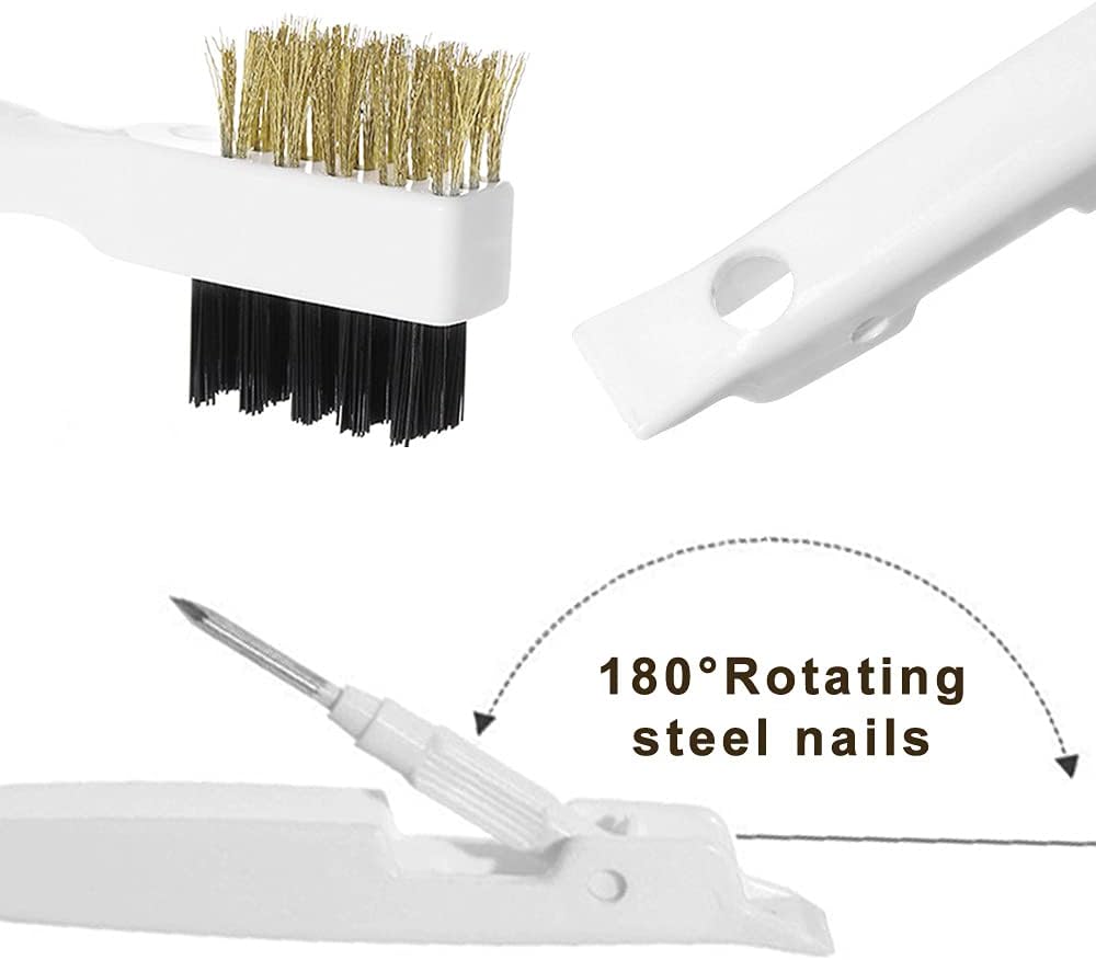 Kitchen Cleaning Scrub Brush with Brass Wire and Nylon Bristles Cooktop Scraper and Stainless Steel Nail