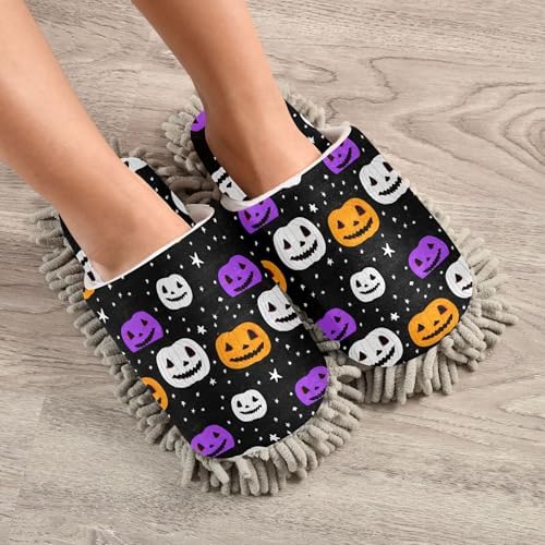 Halloween Pumpkins Mop Slippers for Women Men
