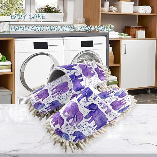 Bulletgxll Colourful Elephants Mopping Slippers for Men Women