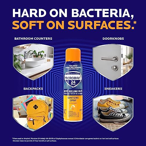 Microban Disinfectant Spray 24 Hour Protection Citrus Scent 2 Count 15oz Each