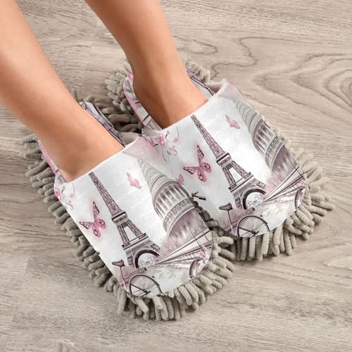 Bulletgxll Pink Tower Microfiber Mopping Slippers - M