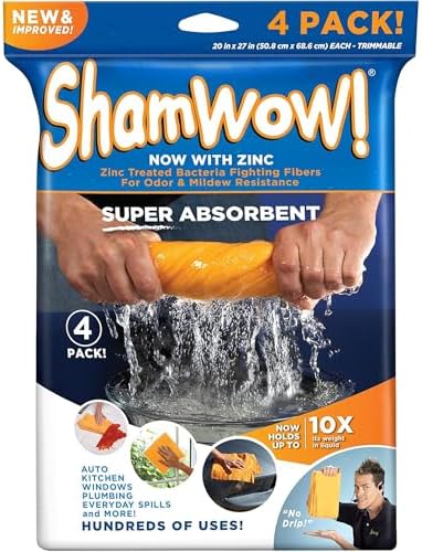 ShamWow Original Super Absorbent Cleaning Towel - 4 Pack Orange