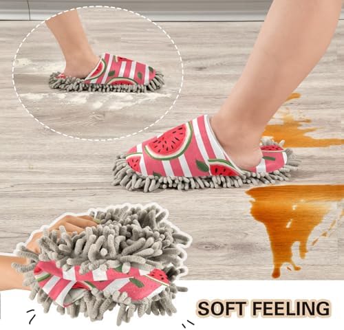 Bulletgxll Pink Stripes Microfiber Cleaning Slippers - L