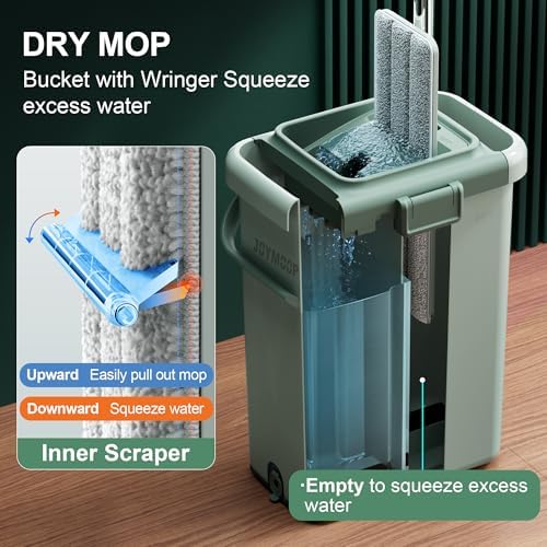 JOYMOOP Mop and Bucket Set with 5 Microfiber Pads