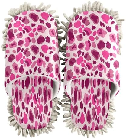 Pink Leopard Spot Mopping Slippers for Men Women - Washable and Comfortable