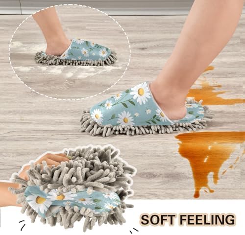Bulletgxll Summer Floral Mopping Slippers - Washable and Comfortable