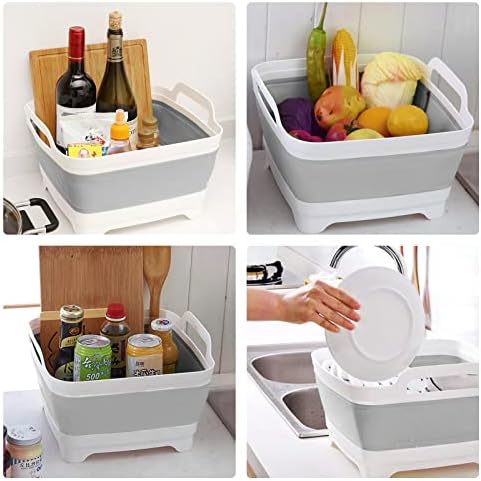 Ikaufen 2PCS Collapsible Dishpan with Handles and Plug