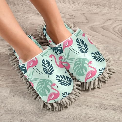 Zhirexin Flamingo Microfiber Mop Slippers for Men Women