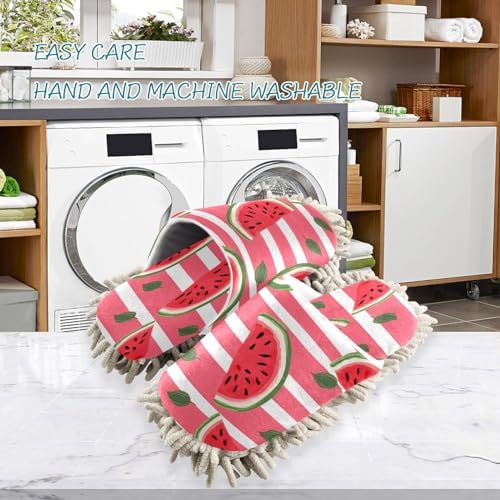 Bulletgxll Pink Stripes Microfiber Cleaning Slippers - L