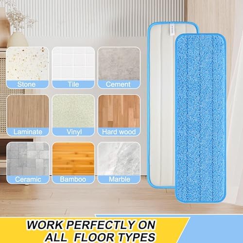 18 Inch Reusable Microfiber Mop Heads 5 Pack