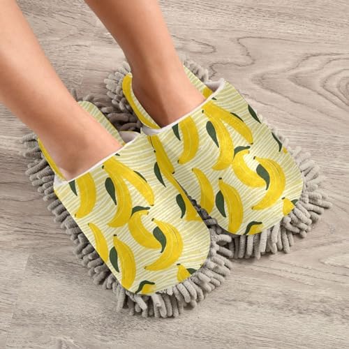 Bulletgxll Banana Pattern Mop Slippers - Washable and Comfortable